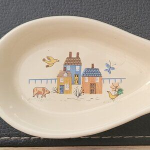 ** 80s ** Vintage International HEARTLAND China Stoneware Spoon Rest